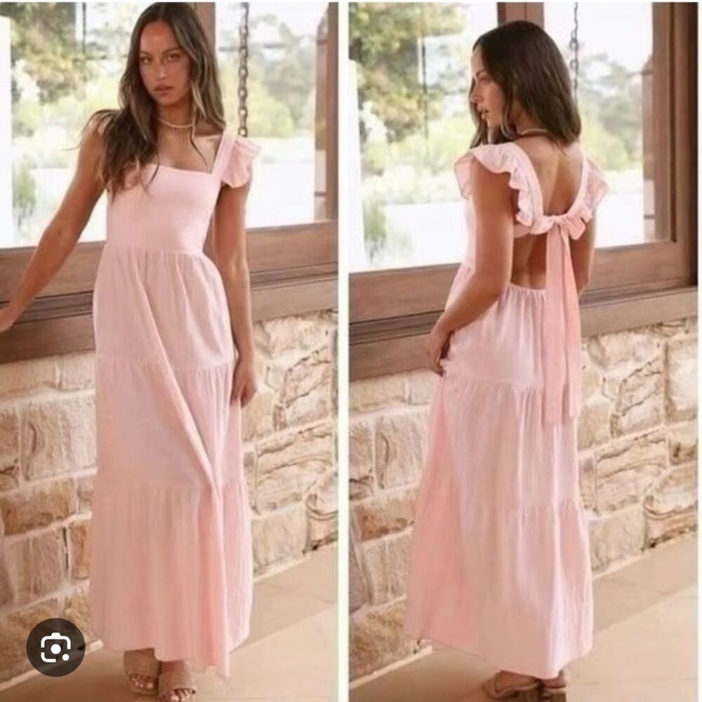 SNDYS x REVOLVE Peaches Linen Dress Size:M NWT